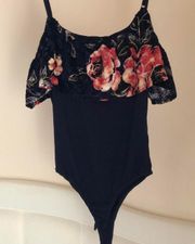 Francesca's Velvet Floral Bodysuit