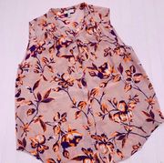 Joie Shirt Womans XS Pink Floral Silk Tank Top Button Down Sleeveless