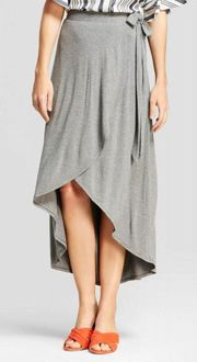 NWOT  Grey Wrap Midi Skirt Size Small