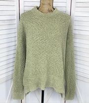 Listicle Popcorn Knob Knit Crew Neck Sweater Sage Green Large Long Sleeve