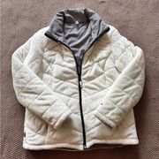 Free Country Womens Cream Silver Butter Puffer Reversible Full Zip Jacket Sz M