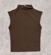 Madewell Top Womens 2XS Brown Funnelneck Cropped Muscle Tee XXS NO378