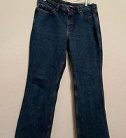 Duluth Trading Jeans Womens 14X29* Mid Rise Boot Stretch Dark Blue Denim