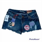 Amethyst Jeans low rise patched distressed cutoff denim shorts