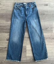 Abercrombie & Fitch The Crop Wide Leg Jeans Ultra High Rise Dark Blue Size 27/4