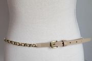 Ann Taylor, New, Vegan Tan Leather Woven Braided Gold Tone Chain Belt, Large