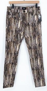 UO BDG High Rise Cigarette Ankle Jeans Feather Animal Print NWT Size 29x30