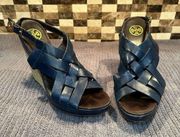 Tory Burch Blue Wedges