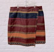 Loft Western Wrap Striped Native American Fringe Style Skirt Size 10