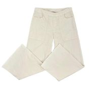Soft Surroundings Wide Leg Pull On Pants Stretch Raw Hem Cream White size Small