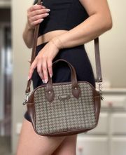 Vintage 90s Brown Houndstooth Structured Bag