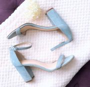 Jessica Simpson Sandals Monrae Blue Suede Ankle Strap Size 8½M