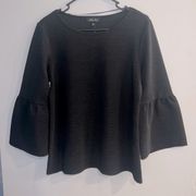 MELISSA PAIGE Women’s Black Textured Bell Sleeve Blouse Size L NEW