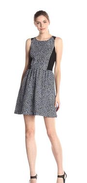 Sleeveless Speckled Chevron Work Day Fit & Flare Dress Size S