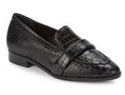 Schutz Romina Croc-Embossed All Leather Loafers in new black size 8