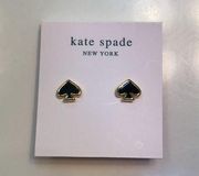 Kate Spade NEW  Women’s Spade Symbol Black Gold-Colored Stud Earrings