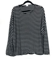 Black White Stripe Oversize Pullover Sweater XS