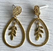 Gold Teardrop Leaf Earrings 