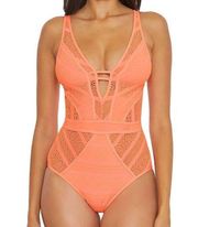 BECCA Colorplay Lace One-Piece Swimsuit in Nectar Size Small NWT