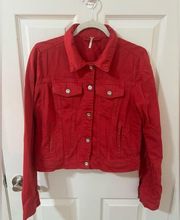 Free people red denim jacket