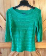 Chaps classics 3/4 sleeve women’s sweater, green size small ￼