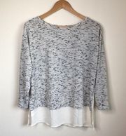 Loft Ann Taylor Layered Marble Print 3/4 Sleeve Knit Top‎ Womens Size S