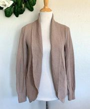 Elle Waffle Knit Shawl Collar Open Front Cardigan