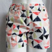 "ANN TAYLOR LOFT" WHITE MULTICOLOR GEO SUMMER WALKING CASUAL SHORTS SIZE" 12 NWT