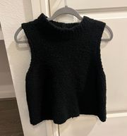 Black Cut Off Fuzzy Sweater