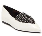 SCHUTZ Sury White Patent Rhinestone Loafer Flat Shoes