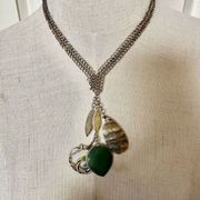Kenneth Cole green abalone charm necklace