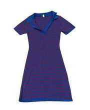 Red and blue ribbed polo open placket short dress women's large