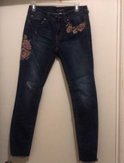 floral straight leg jeans