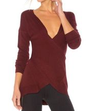 New  Reversible Criss Cross Sweater Shavasana Lightweight Knit Burgundy