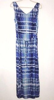 BeachLunchLounge Dress Blue & White Tie-Dye Maxi Dress Sz S Small NWT