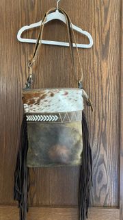 Myra Bag Crossbody Cowhide With Fringe 