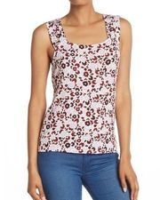 14th & Union Shirred Shoulder Tank Top Floral Tee