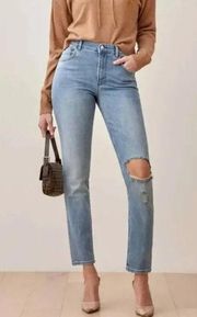 Reformation Harper High Rise Skinny Jeans Cyprus Destroyed Size 29