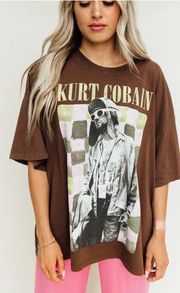 Vintage DAYDREAMER Women's Brown Kurt Cobain Checker T-Shirt Size One Size