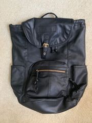 Black Faux Leather Backpack