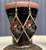 Vintage Hummingbird Cloisonné Earrings