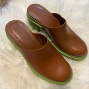 NWOT Leather Chunky Clog Mules size 9