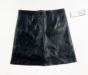 NEW Goodnight Macaroon Faux Vegan Leather Solid Black A Line Mini Skirt M