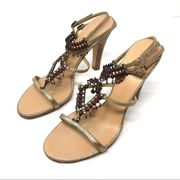 GIUSEPPE ZANOTTI gypsy beaded sandals, size 9, made in Italy