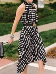 Evereve Allison Joy Jessa Maxi Dress Black White Patterned High Neck Size Small