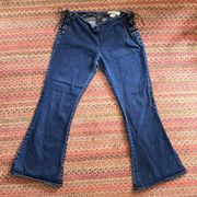 VTG Y2K RETRO PARIS BLUES LOW RISE LACE UP SIDE FLARE JEANS