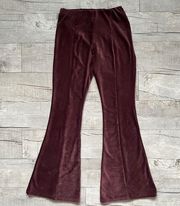 Brown Ribbed Velvet High Rise Flare Retro 70s Boho Fitted Pants M