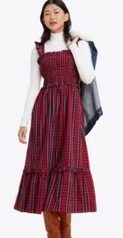 NWT NICOLE MILLER Tartan Plaid Smocked Maxi Dress