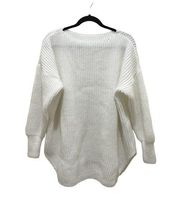 Boutique White Knit Oversize Tunic Sweater