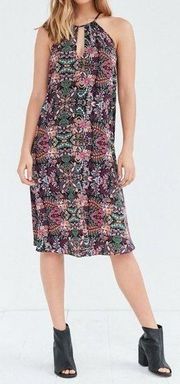 Urban Outfitters  Kimchi Blu High Neck Keyhole Floral Midi Dress Boho Womens S